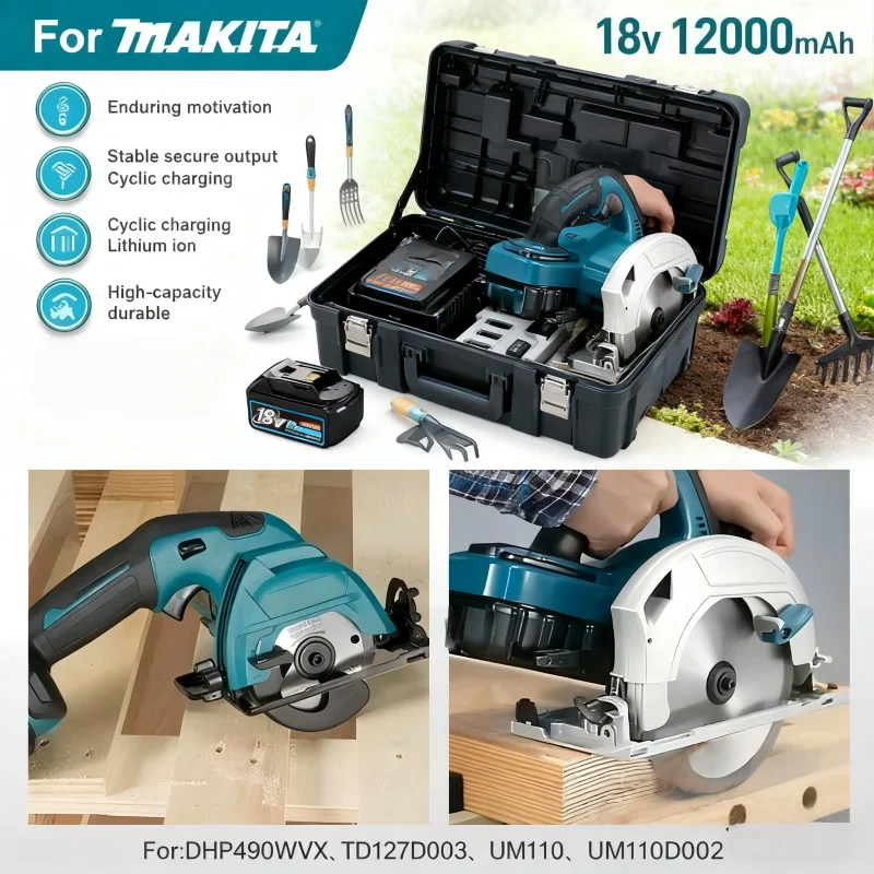 Genuin 12.0Ah 18V 🔋 Cycling charging Lithium-Ion for MAKITA Electric tool for DHP490WVX、TD127D003、UM110、UM110D002 & More