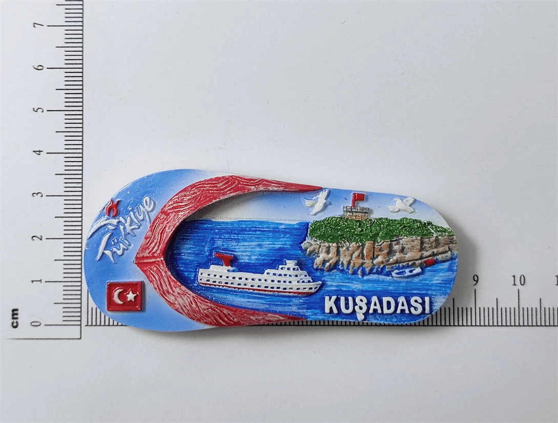 مغناطيس ثلاجة Kusadasi-Turkey ثلاثي الأبعاد قلاب ، تذكار مصنوع يدويًا ، هدية راتنج ، مجموعة ديكورات منزلية
