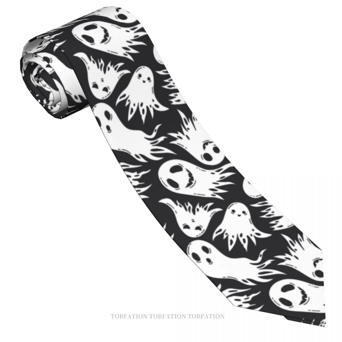 Cute Ghosts Halloween Trick or Treat New 3D Printing Tie 8cm Wide Polyester Necktie Shirt Accessories Party Decoration