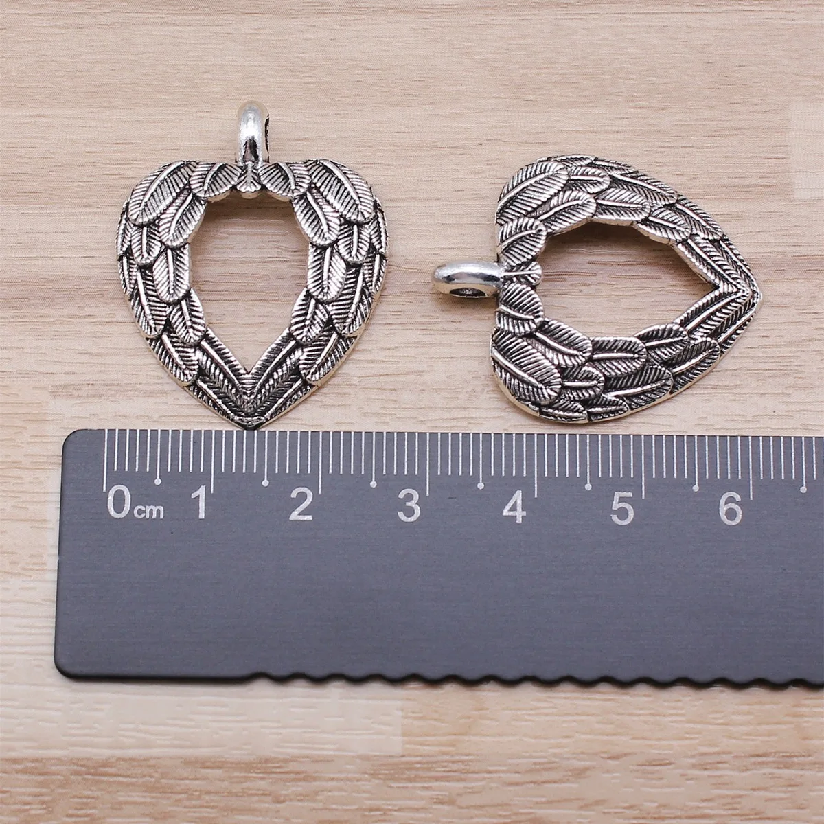 New 31*27mm 5pieces/bag Zinc Alloy Hollow Peach Heart Wings Charms Pendant for DIY Necklace Bracelet Jewelry Accessories