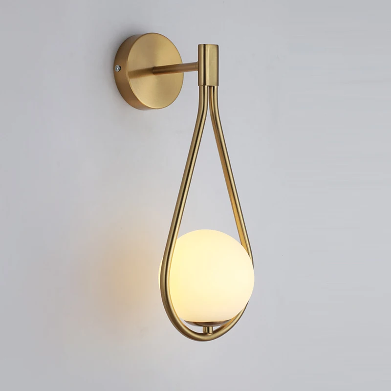 

Creative Metal Wall Lamp Fashion Modern Minimalist Model Bedside Glass Wall Lamp Bedroom Living Room Wall Mounted Lamp Household