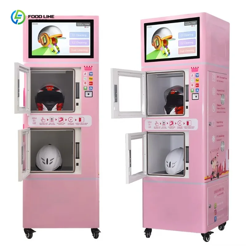 Customized Vending Motorcycle Helmet Washing Machine With Steam Dry Cleaning Disinfection For Two Helmets Simultaneously
