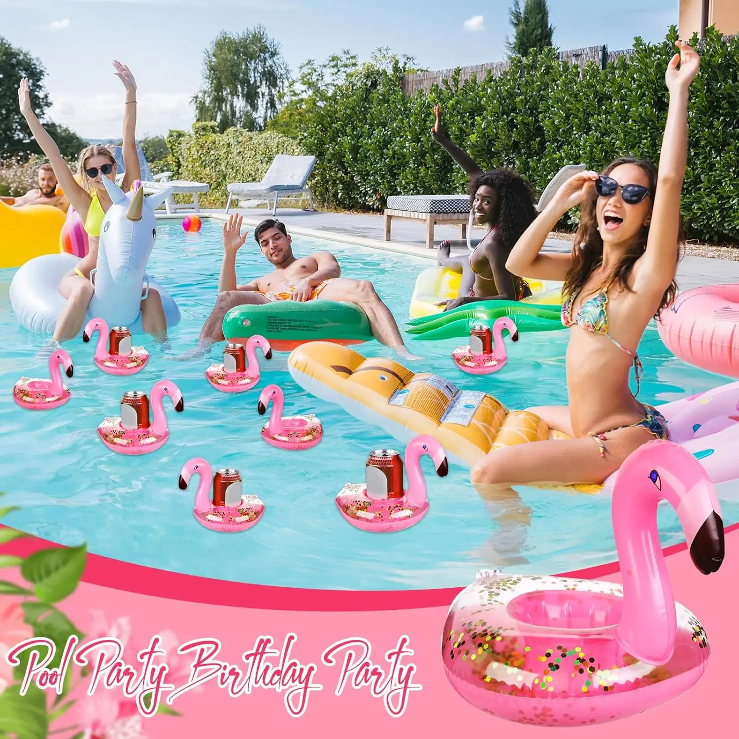 5/10 Pack Wasser Untersetzer Schwimmende Aufblasbare Tasse Halter Schwimmen Pool Trinken Float Spielzeug Aufblasbare Pool Flamingo Party Dekoration