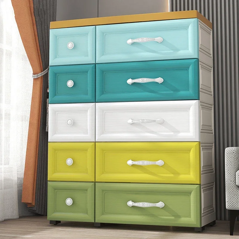 European Style  Multi-layer Storage Cabinet Plastic Drawer Baby cloth plastic cupboard with Lock& Wheels