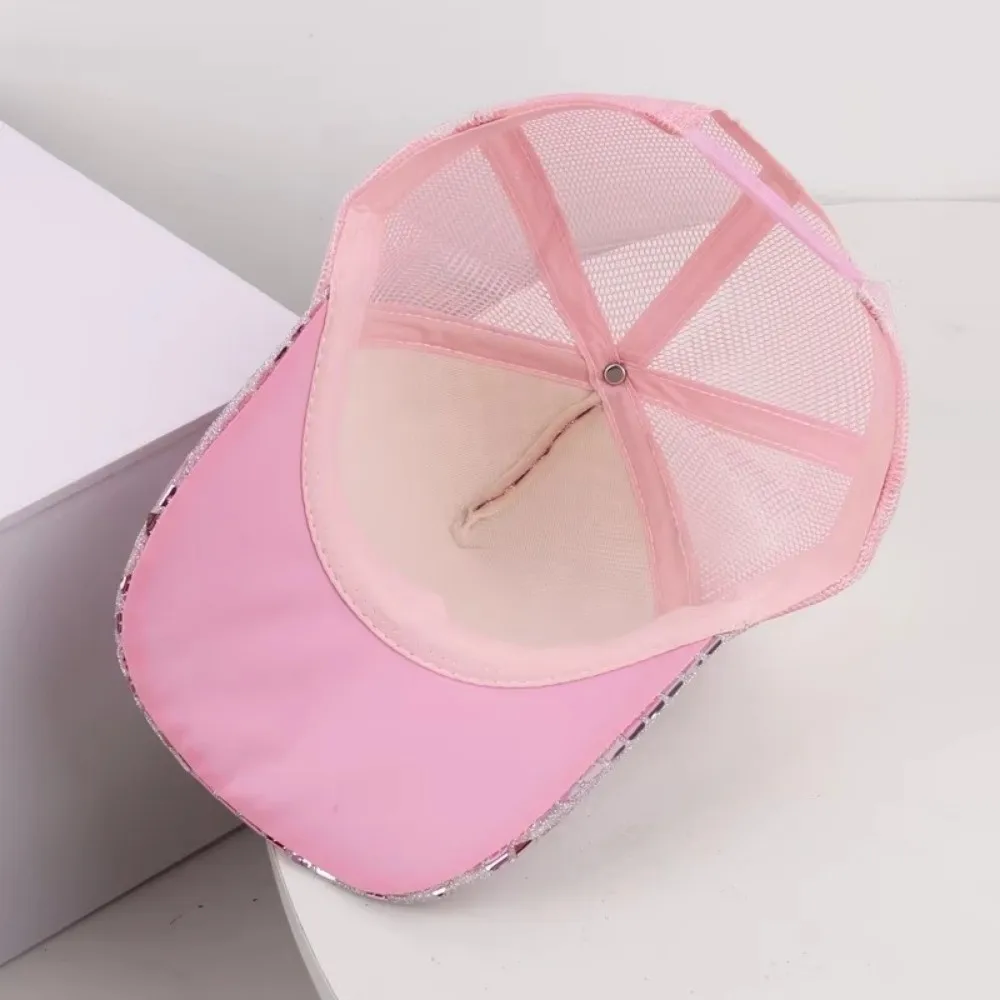 

Outdoor Shiny Baseball Cap Lightweight Breathable Sunshade Hat Plaid Decorated Duckbill Cap Beach Travel