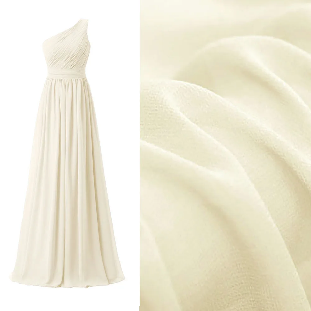 

CISULI Luxury 100% Silk Georgette Fabric,8 momme,Width 114cm/45",Wedding Dress Material,Silk Wholesale,Champagne Color