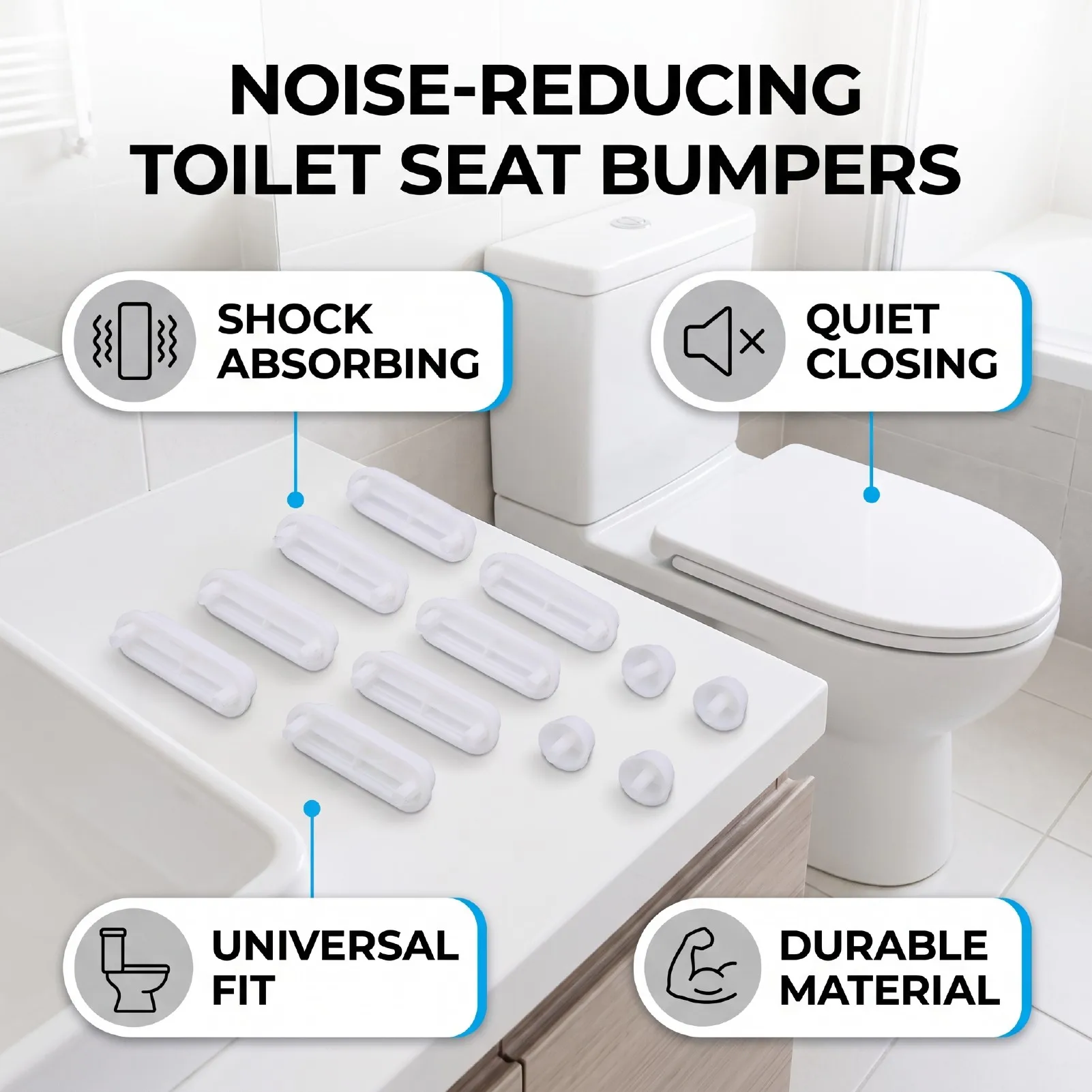 Toilet Seat Bumpers Cushion Pads Square Round Silicone Damping Shock Absorbing Quiet Drop Household Toilet Seat Bumpers