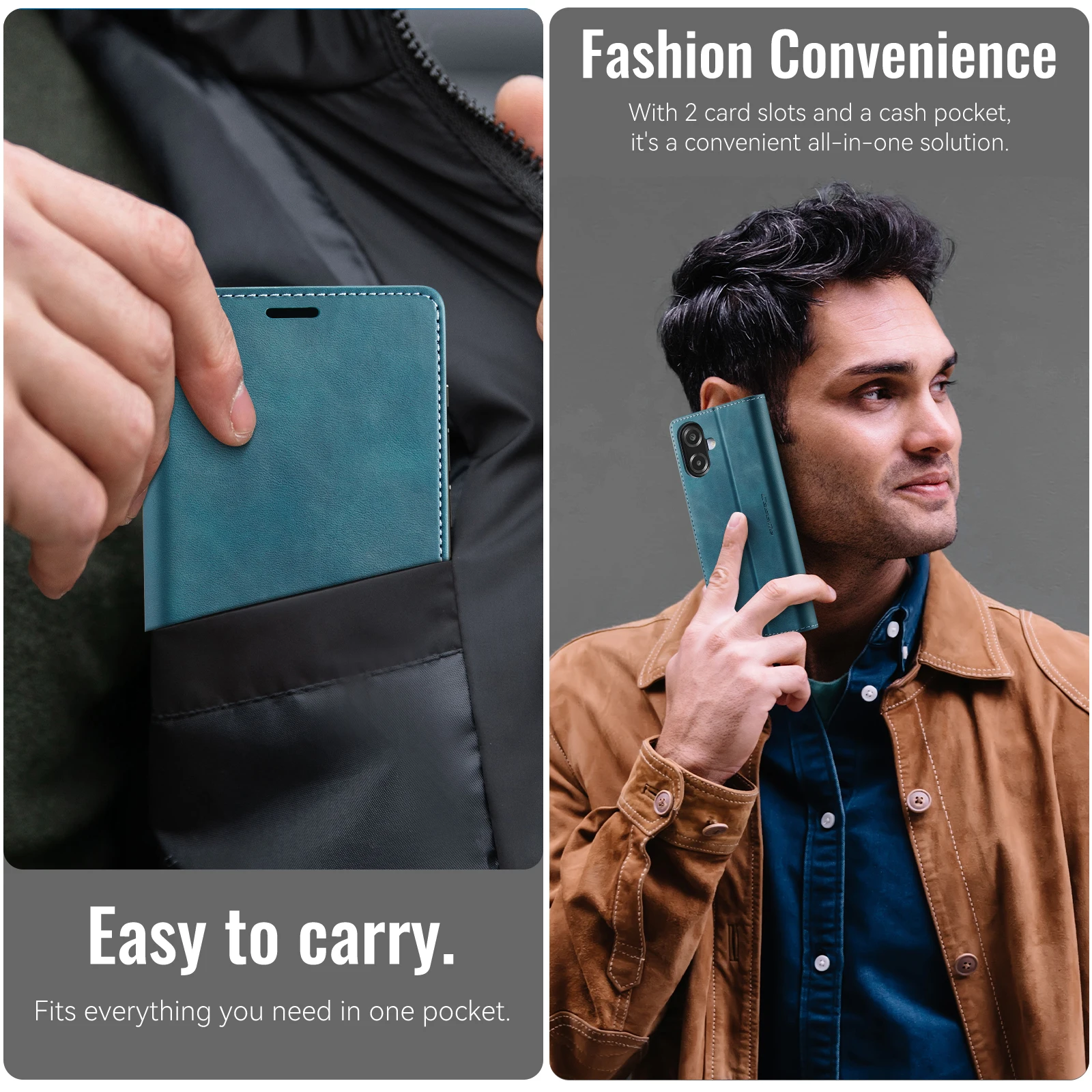 Caseme-033 For Samsung Galaxy A06 A07, Luxury Flip PU Leather Wallet Case Card Slots Money Bag Billfold Coin Purse Stand Cover