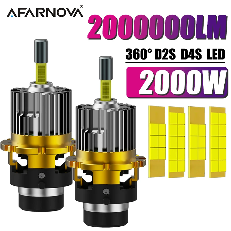 

2000W D2S D4S Светодиодные автомобильные фары Лампа D1S D3S D2R D4R Светодиодный автомобильный фонарь высокой мощности Plug and Play CSP Chip D1R D3R Turbo Lamp 6500K