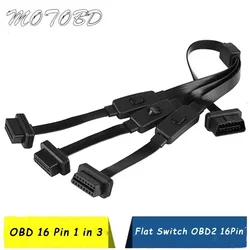 New OBDII 16 Pin OBD2 Male To Double Female Splitter Flat+Thin Y Connector Extension Cable Suit for OBD II Port 16Pin Connector