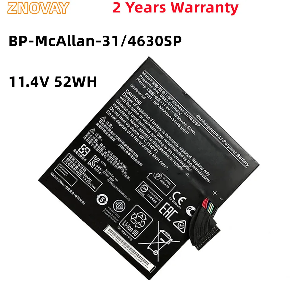 

ZNOVAY 11.4V 52Wh 4630mAh BP-McAllan-31/4630SP 0B23-011P0RV battery For Getac Notebook computer BP-McAllan-31