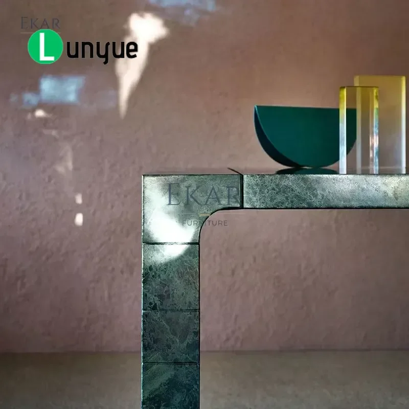 Modern Luxury Green Rectangular Dining Table Elegant Metal Base Stylish Design for Wedding Kitchen Living Room Home Furniture
