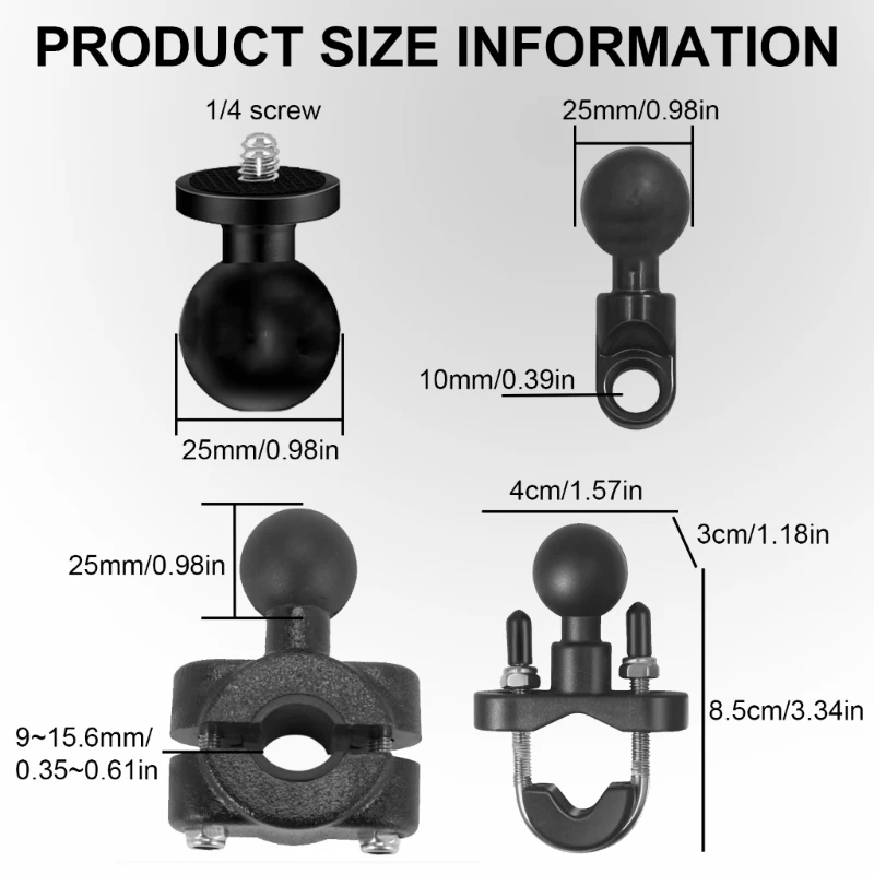 Motorcycle Camera Holder Adjustable Quick Release Camera Mount for 12/11 Action Camera Handlebar Mount Ballhead