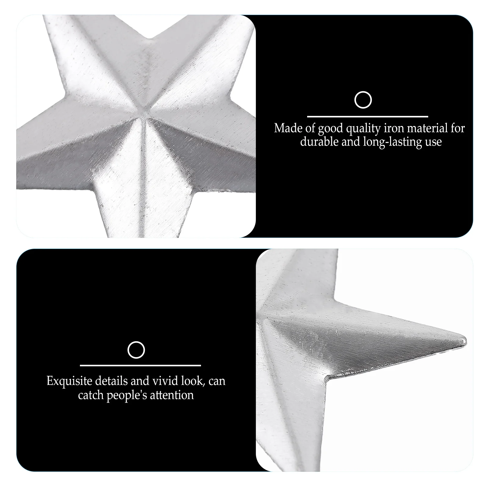 

100Pcs Stereoscopic Star Ornament DIY Accessory Iron Pointed Star Decor for Office Dorm Layout Rustic Barn Adornment