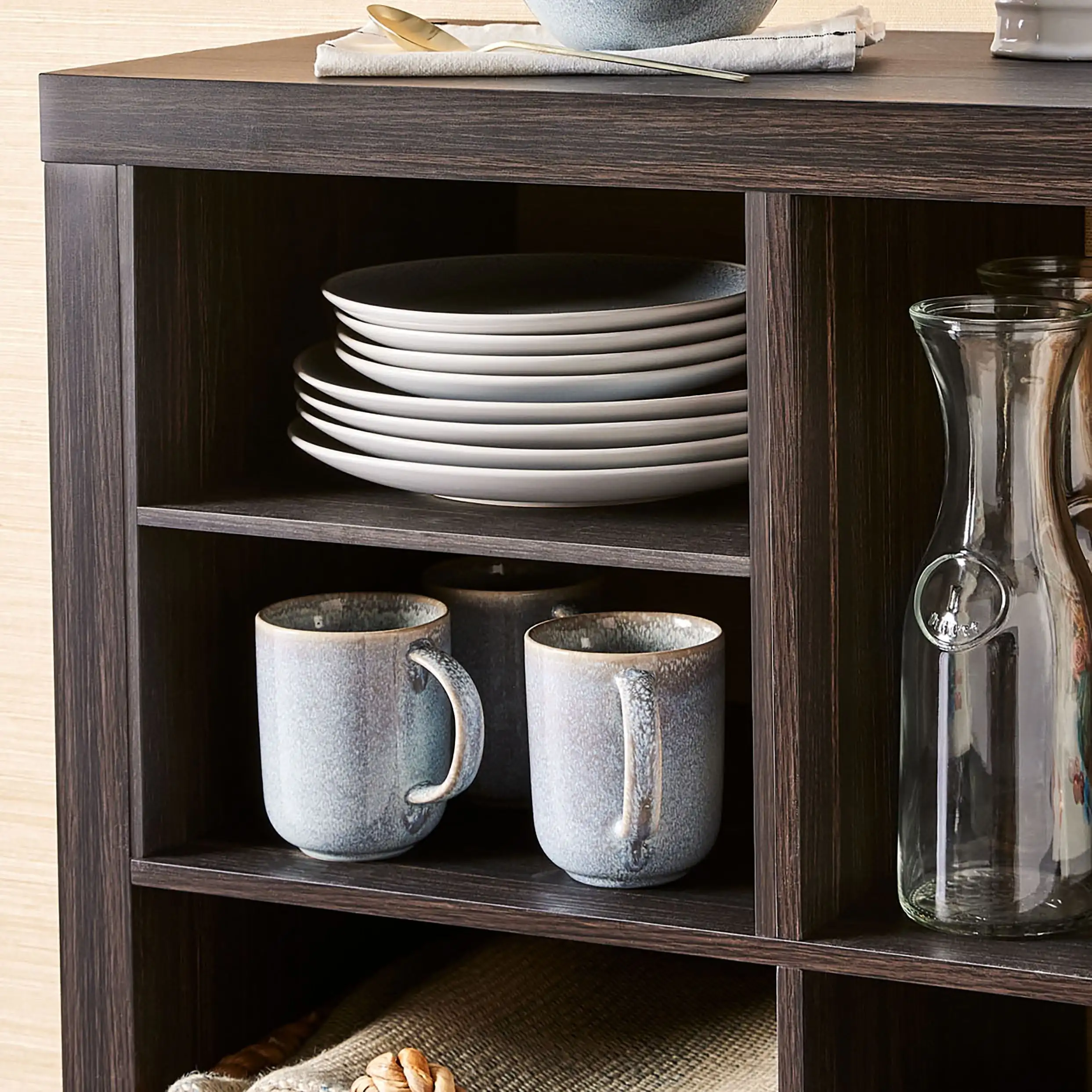 

8-Cube Organizer with 4 H-Shelf Inserts, Tobacco Oak