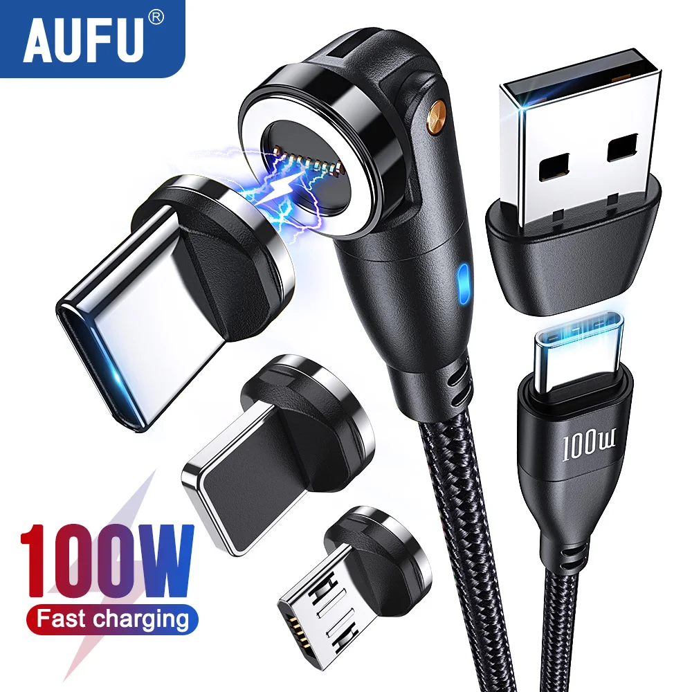 AUFU-Cable magnético USB tipo C a USB C, cargador de carga rápida, 100W/5A, PD, para Macbook, Xiaomi, Samsung, Cable Micro USBC