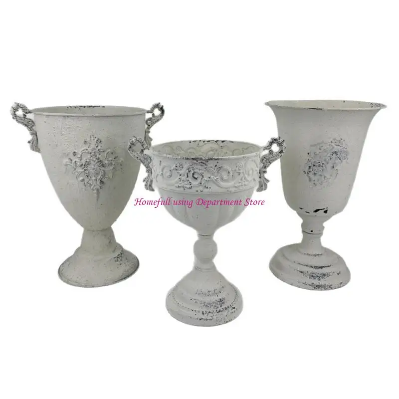  French Country Flower Pot in Metal for Entry Table and Balcony Use Flower Vase