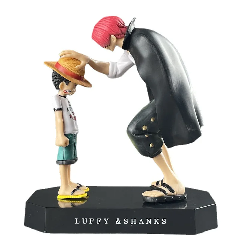 Figurine de Dessin Animé One Piece avec Chapeau de Paille, Shanks, Luffy, Jouet de Statue à Collectionner, Accessoires de Décoration de Voiture et de Bureau pour Enfant