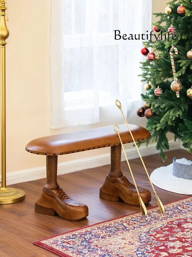 

HIGH END Solid Wood Home Home Footstool Creative Bedroom Bed End Stool