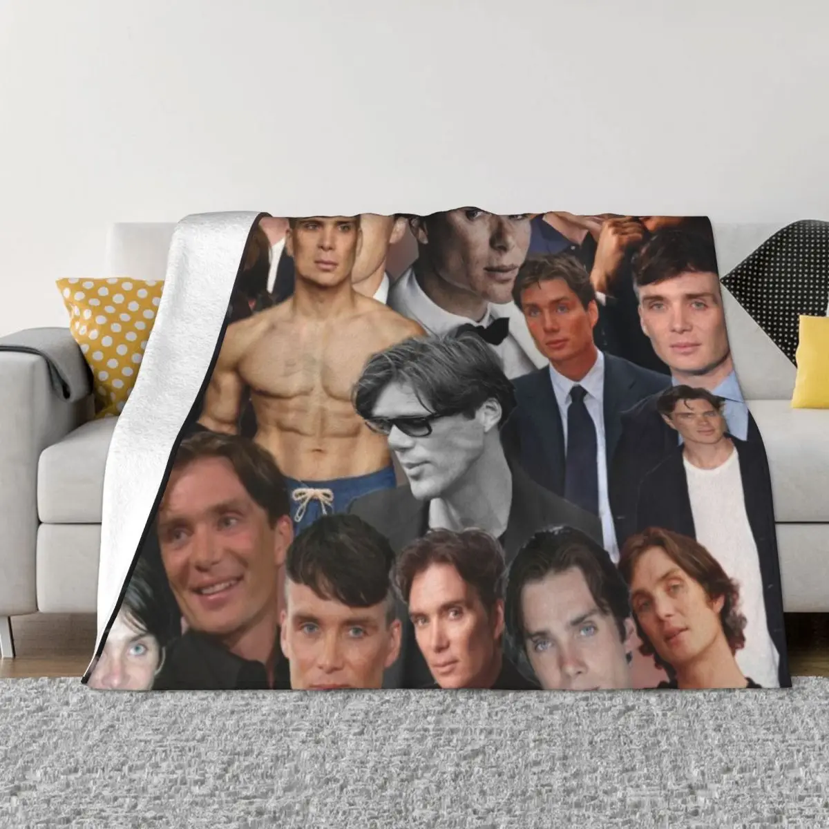 

Cillian Murphy photo collage Throw Blanket Plush Decorative Sofas Flannel Furry Blankets