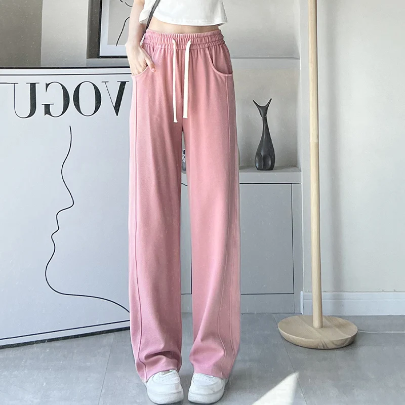 Women Fashion Colorful High Waisted Sweatpants Lady Baggy Y2k Pants Straight Leg Slacks Female Concise Sports Joggers Trousers