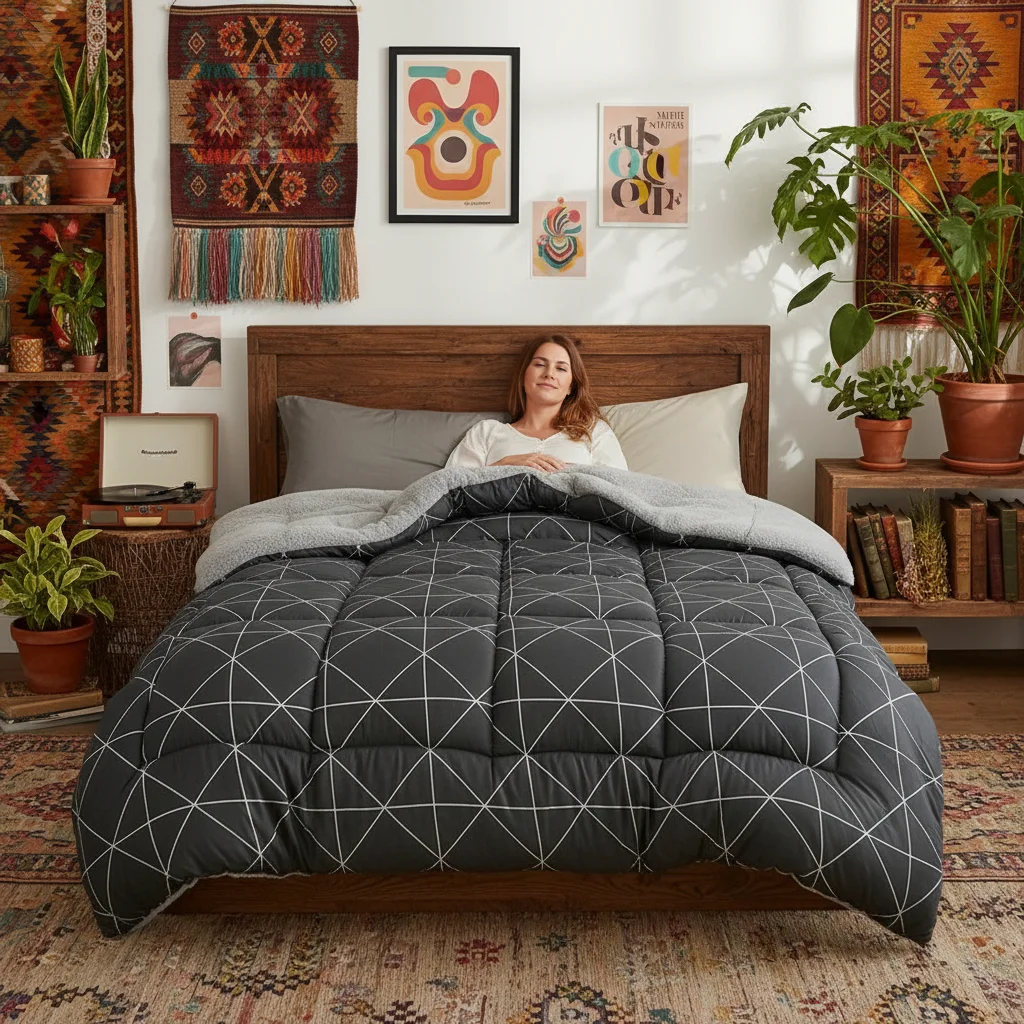 Breathable Milk Velvet Blanket  Year-Round Cozy Comforter Machine Washable for Dorm Living.