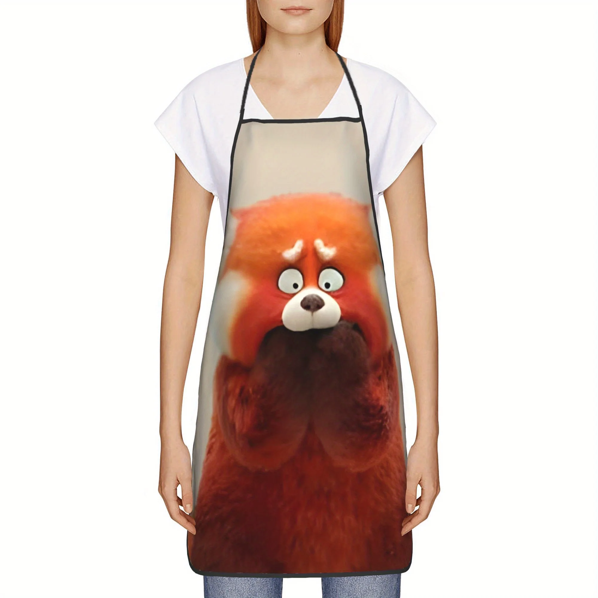 디즈니의 변신 어드벤처 레드 판다 캐릭터 풀페이스 디자인 앞치마 1개, 공예, 베이킹, 페인팅, 주방 및 가정 청소, 요리사, 웨이터, 카페, 바베큐, 레스토랑 앞치마, 주방 용품에 적합
