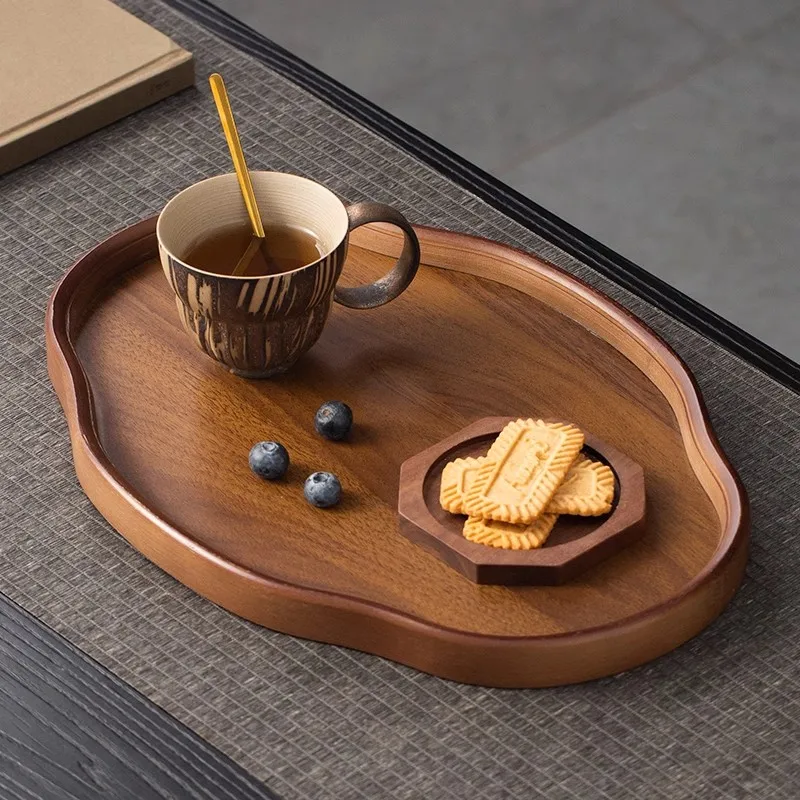 

Bamboo and wood tray Commercial restaurant Afternoon tea Cake Snacks Delicate wooden storage tray Plate wooden tray