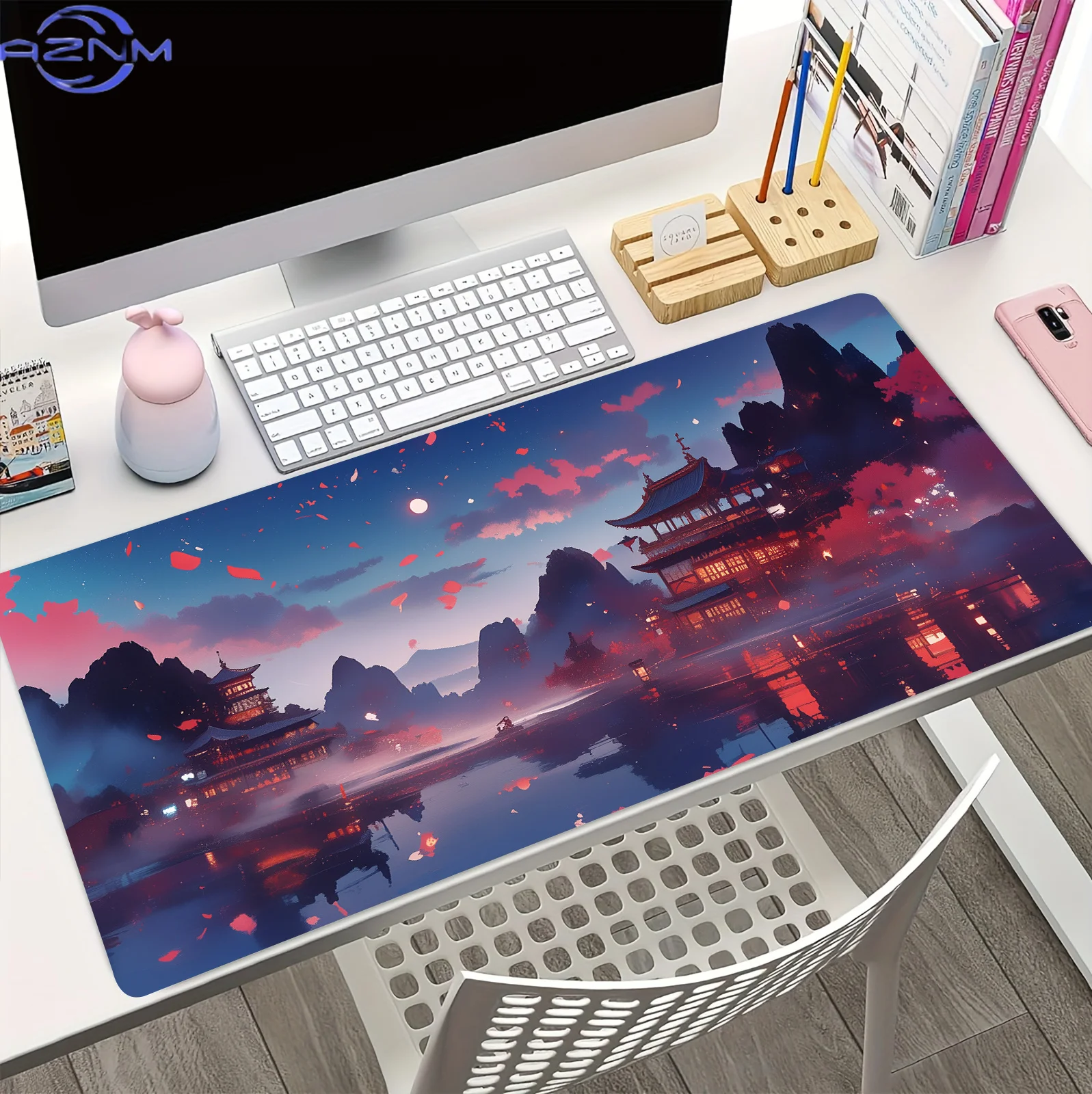 Xxl Guochao Landscape Mouse Pad Sunset Pattern Large Table Pads Computers Game Keyboard Mat HD Anti-slip Office Long Carpet Mats