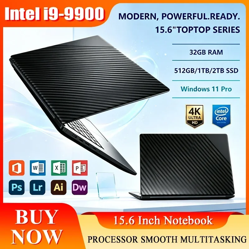 2026 New 15.6'' Laptop Intel Core I9-9900 32GB 2TB Gaming PC Ultra Slim Office Study Computer PC Windows 11 Pro 1920*1080 HD