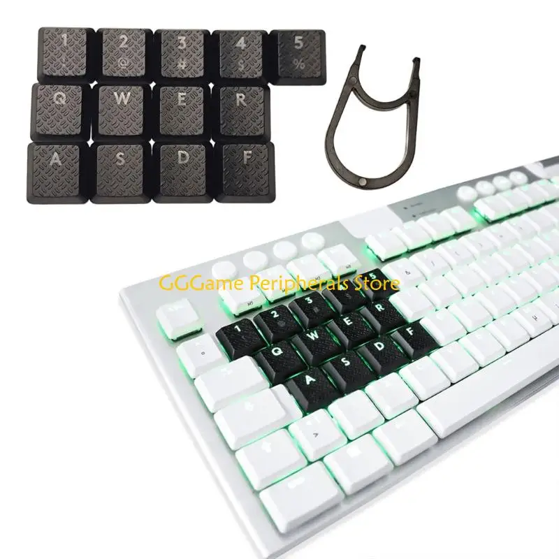 U55B 13Pcs Gaming Carbon Fiber Keycap Low Profile Nonslip Texture Cover Cap for G915/G813/G815/G913 TKL Keyboard