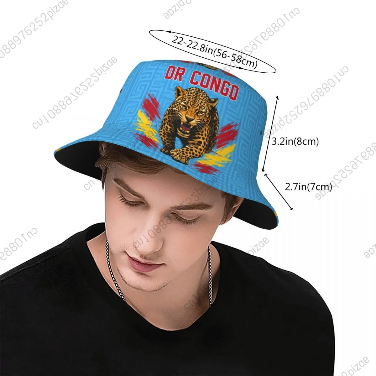 2026 Dr Congo 3D Flag Men Women Bucket Hat Outdoor Sun Protection Cap Breathable Soccer Fan Supporter Cheer Team Fans Gift