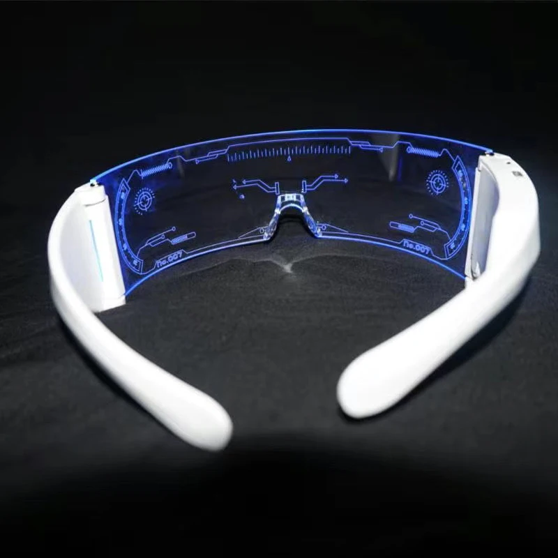 Creative Cyberpunk Cosplay Accessories Foldable LED Luminous Glasses Goggles Outdoor EDC Tools