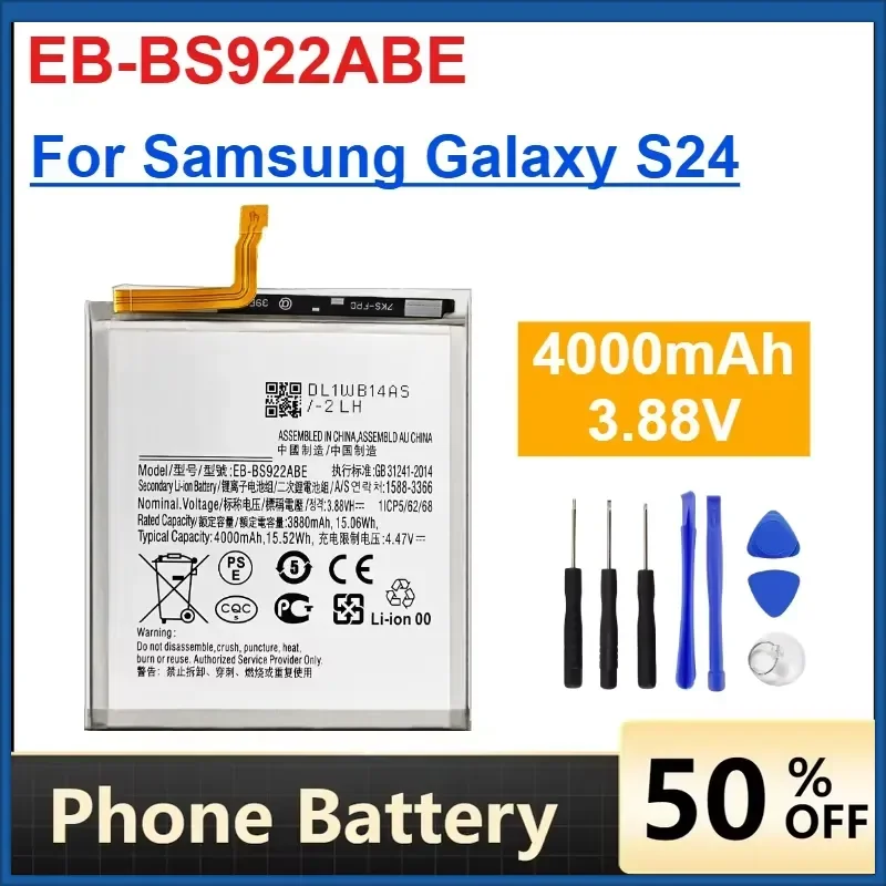 

EB-BS922ABE 4000mAh 3.88V Replacement Battery for Samsung Galaxy S24 SM-S921B Mobile Phone Batteries Accessories