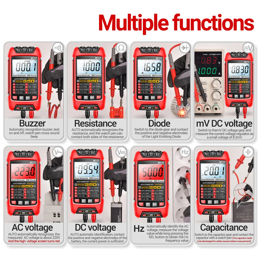 M117 4000Max licznik multimetrów cyfrowy wysokiej precyzji wielofunkcyjny inteligentny miernik przeciwdziałający konserwacji