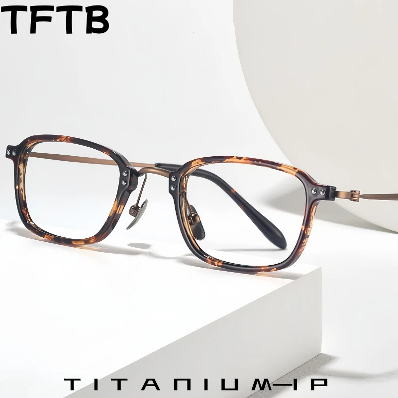 

TFTB New Fashion Retro Square Men's Glasses Ultralight TR90 Pure Titanium Narrow Optical Prescription Eyeglass Frame Women 18278
