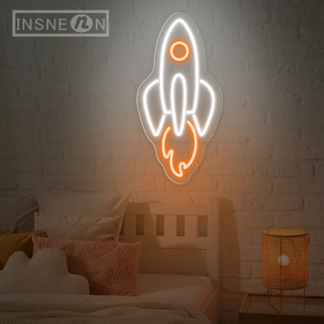 Rocket LED Neon Sign USB Powered Wall Hanging Neon Light Decor for Room Party Coffee Shop Salon Restaurant Pub Club Decor Light