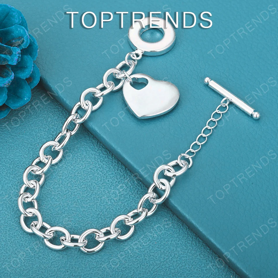 

Хит продаж: Изысканный браслет-сердце из стерлингового серебра 925 пробы для пары, красивое украшение на День святого Валентина, подарок на свадьбу или вечеринку, аксессуар