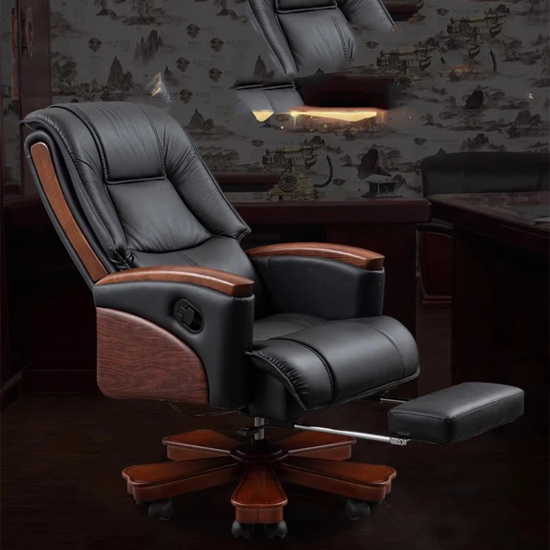 Leather Ergonomic Office Chair Gaming Back Support Design Footrest Office Chair Business Massage Sillas De Oficina Furniture