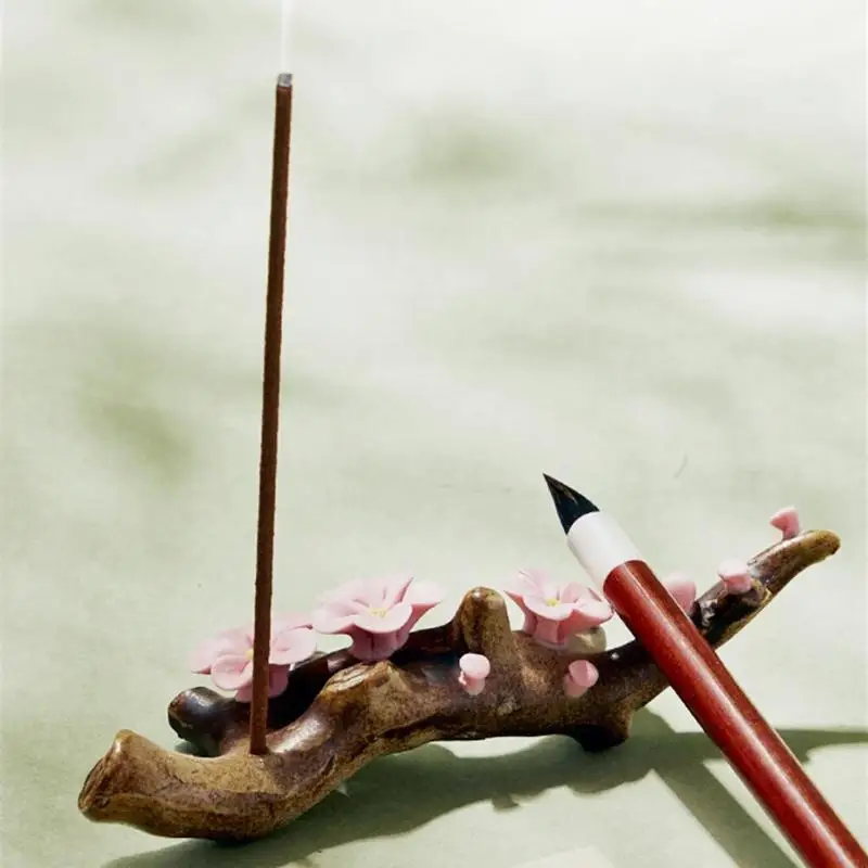 Flower Ceramic Brush Rest Calligraphy Brush Stand Calligraphy Paperweight Brush Holder For Beginner Adult Handwritting