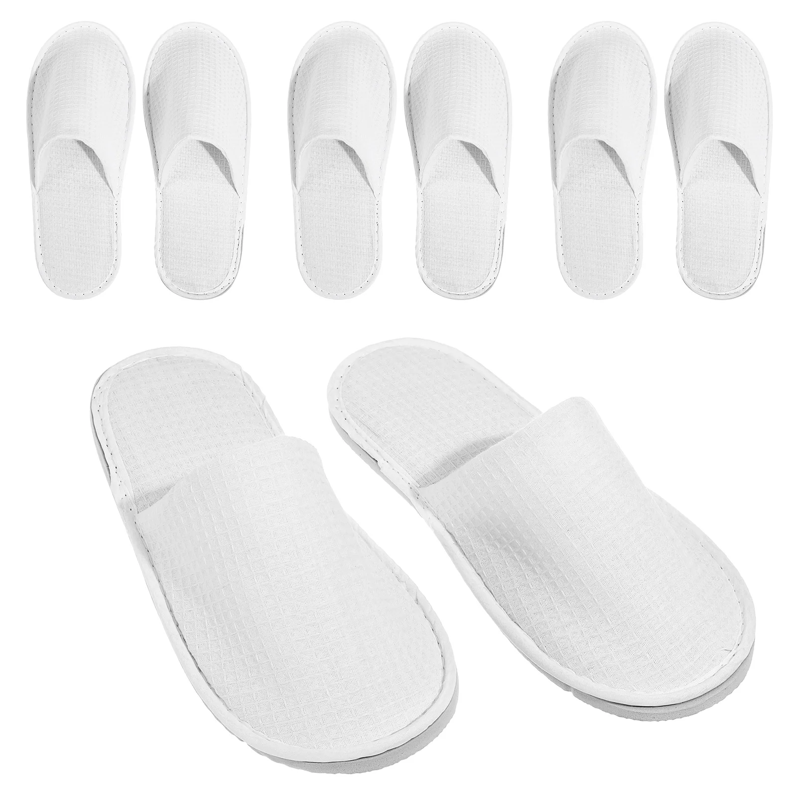 

4 Pairs Disposable Slippers Closed Toe One off Hotel Spa Travel Indoor Cotton for Guest Women's