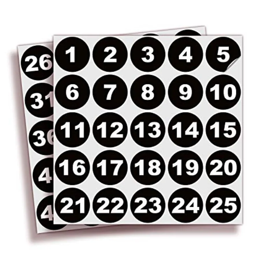 Consecutive Number Stickers 1 to 50,,1 Set Vinyl Self Adhesive Premium Decal, Ideal for Inventory, Storage, Organizing, Boxes,