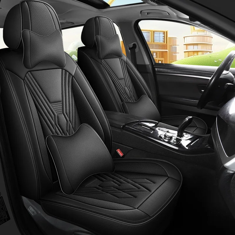 2027 New Split Head Full Leather Car Seat Cushion All Season Universal Five Seater Vehicle Interior Cover Pad
