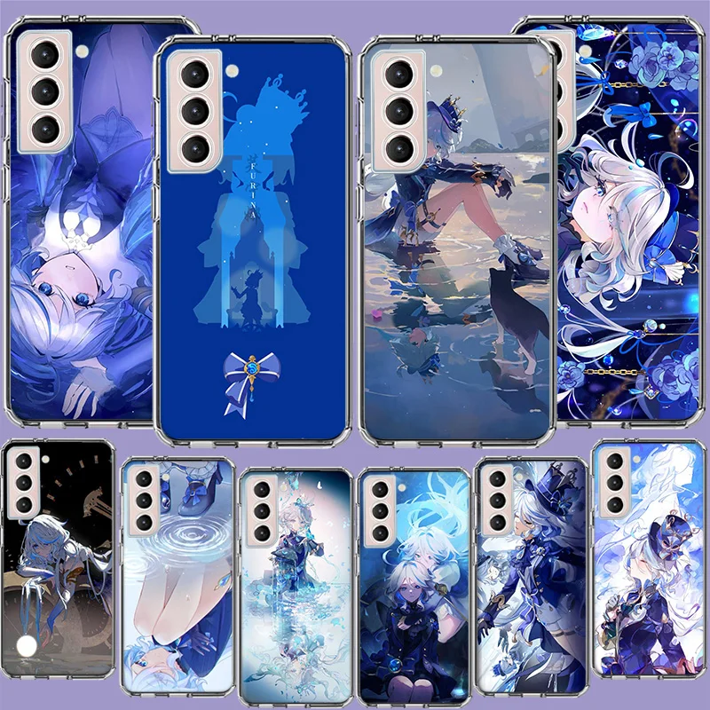 Cute Furina Genshin Impact Phone Case For Samsung Galaxy S25 Edge S24 S23 FE S21 S20 S10 Plus S22 S26 Ultra Cover Clear Cases TP