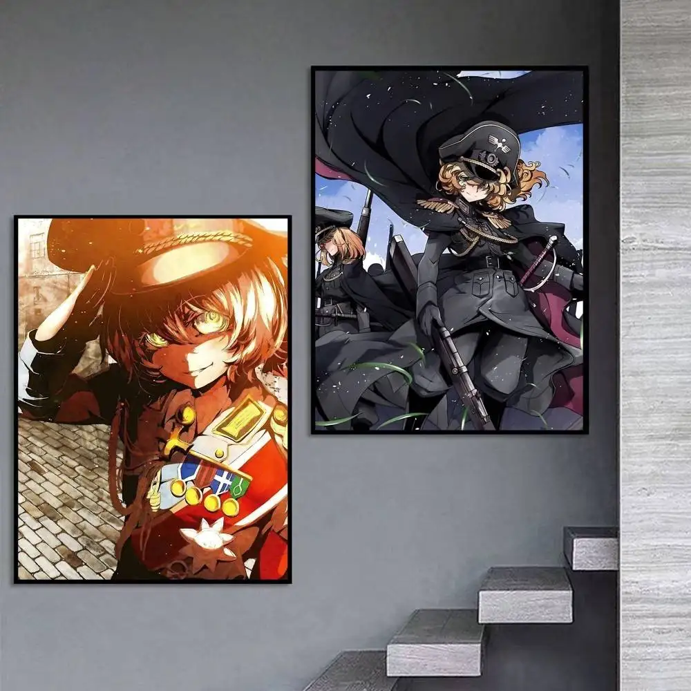 S-Saga of Tanya the Evil Anime Poster Self-adhesive Art Waterproof Paper Sticker Coffee House Bar Room Wall Decor