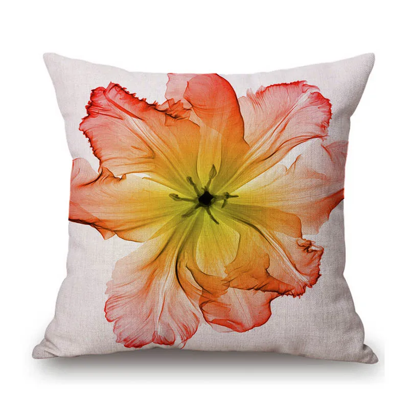 Purple Red Flower X ray Home Decoration Sofa Throw Pillow Case Cotton Linen Car Chair Nordic  Car Chair Cushion Cover