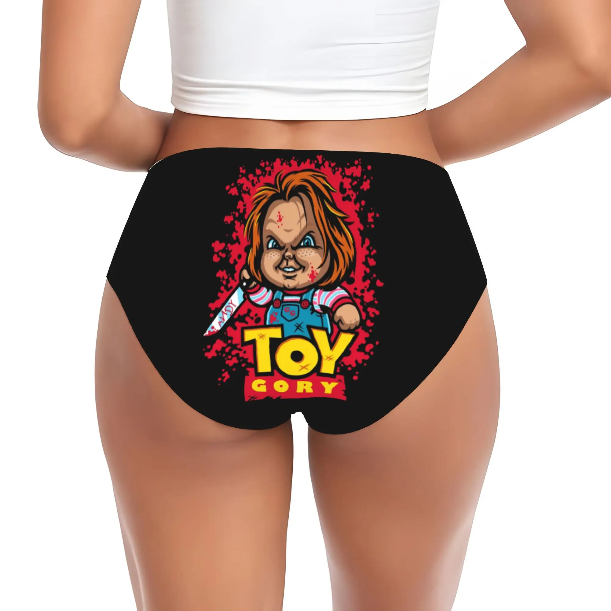Custom Child's Play  Toy Gory Brief Panties Womens Breathable Stretch Chucky Chibi Halloween Underwear