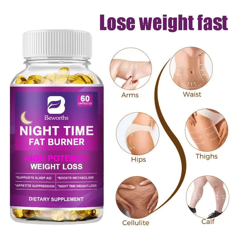 BEWORTHS Night Time Fat Burnner Capsule for Women and Men Loss Weight Management Weight Slimming Tool Detox Burning Fat