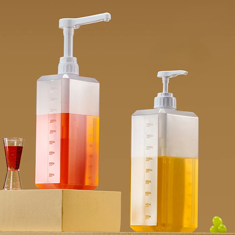 

Liquid Dispenser With Scale Coffee Tea Milk Syrup Bee Drip Bottle With Hydraulic Pump Nozzle Head Kitchen Honey Jar Container