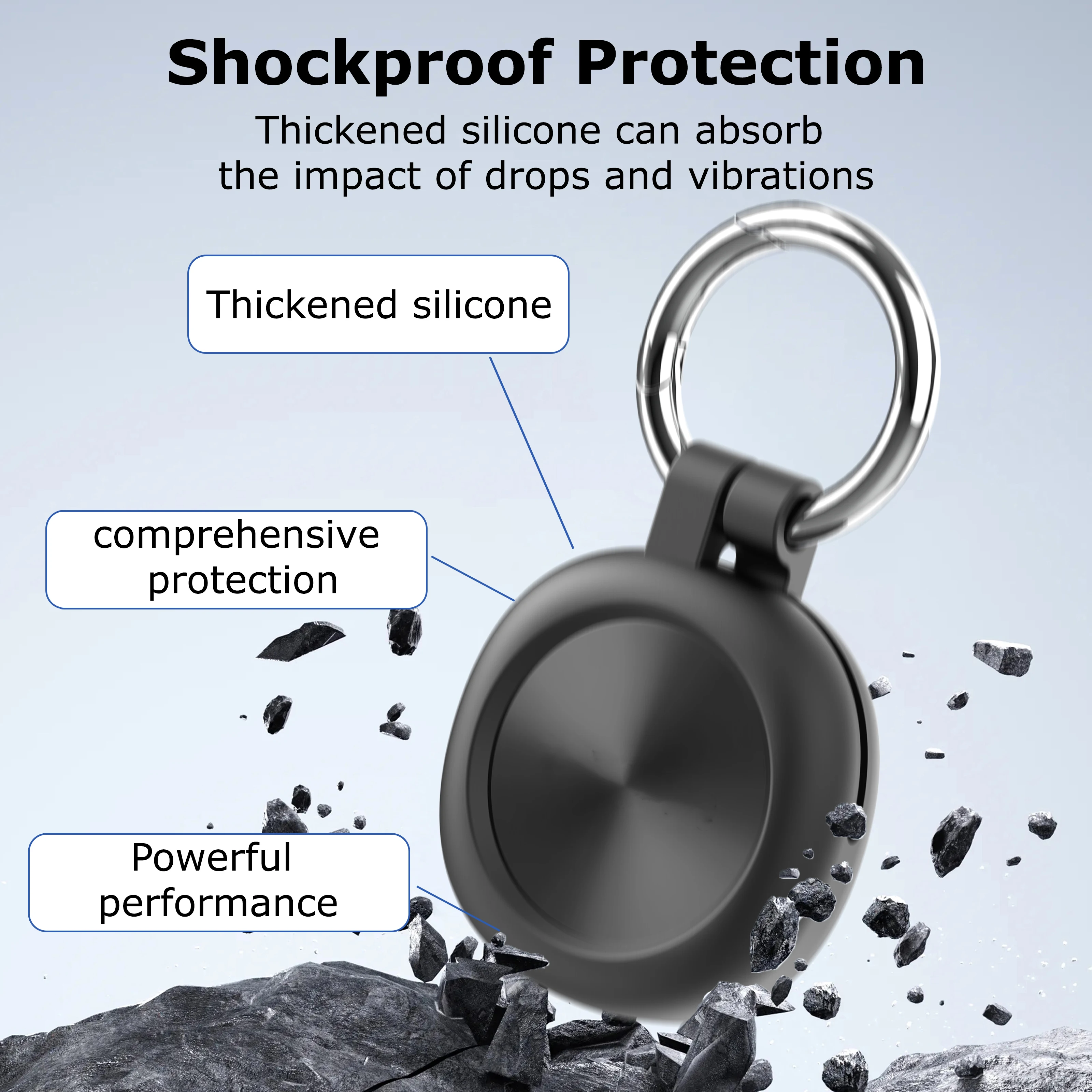 Silicone Case for Samsung Galaxy SmartTag 3, Soft Shockproof Protective Cover with Keyring, Anti-Scratch Tracker Holder